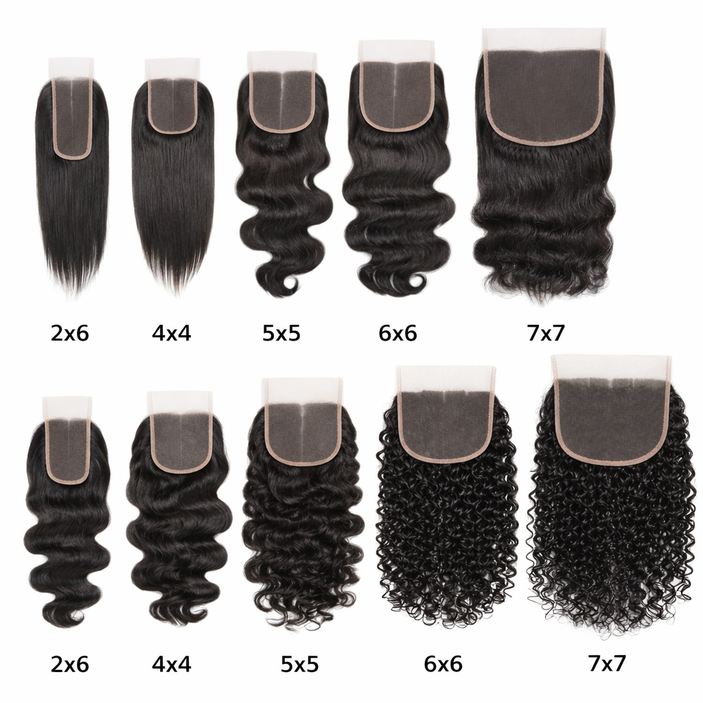 Virgin hair closures (Transparent, textures)